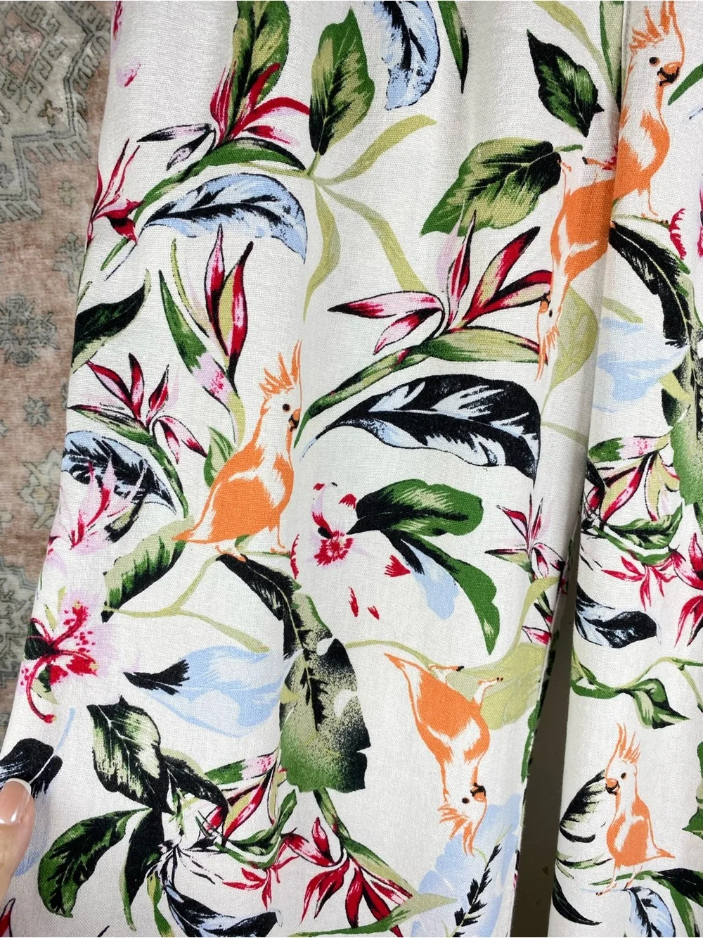 BRIGGS Linen Blend Wide Leg Pull On Pants Tropical Print 10